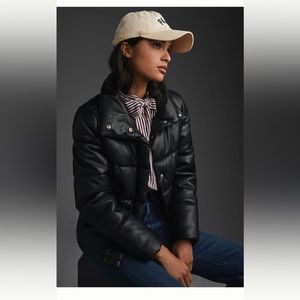 Avec Les Filles Faux Leather Puffer Jacket